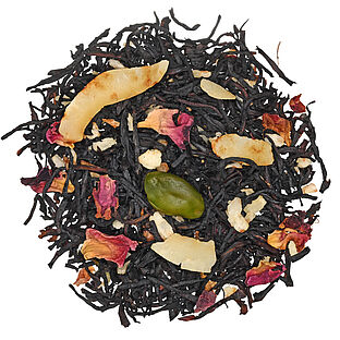 ST Pistazien Kokos Makrone Schwarztee mit N�ssen und Bl�ten, aromatisiert