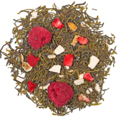 Bio GT Ruanda - Land der tausend H�gel nat�rlich Bio Gr�ntee mit Fruchtst�cken, aromatisier